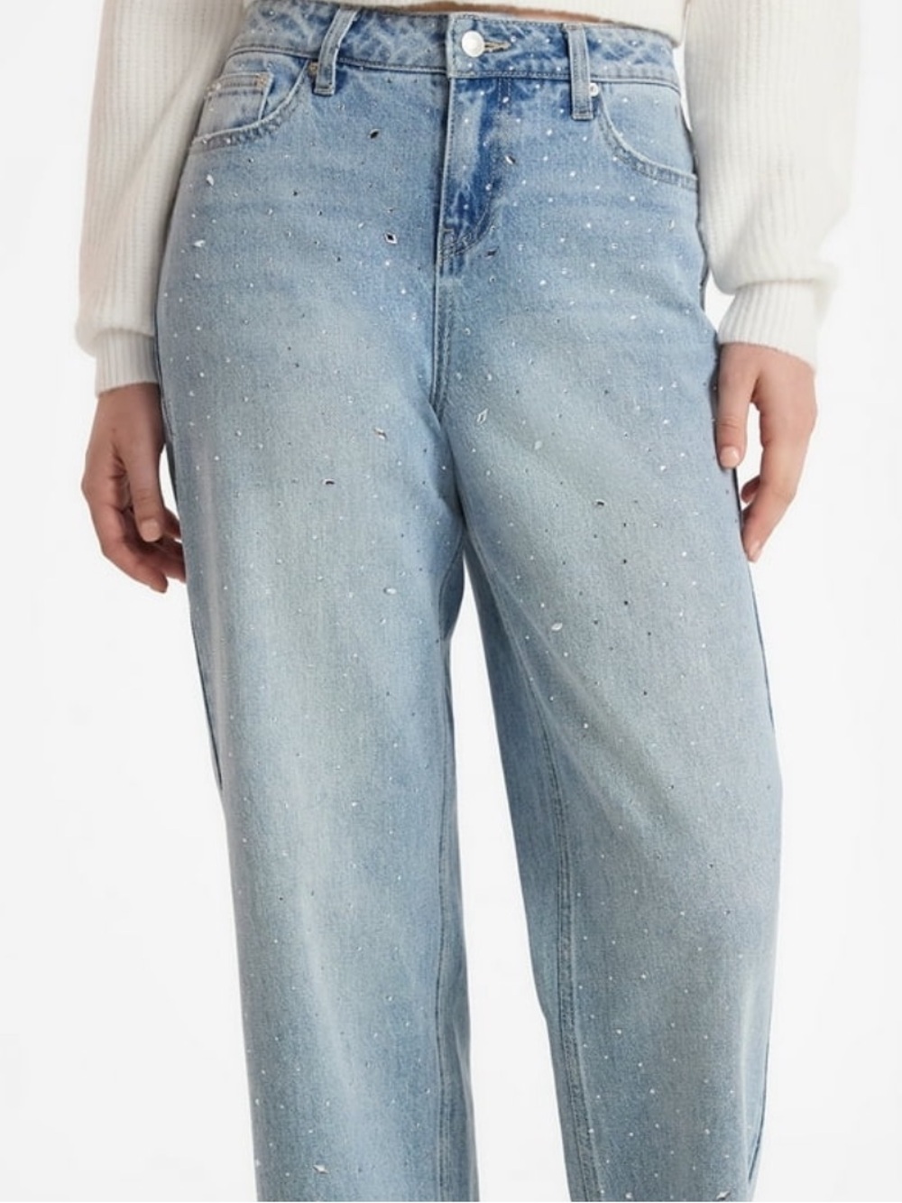 No Boundaries Light Blue Straight Leg Jeans with Speckled Embellishment
